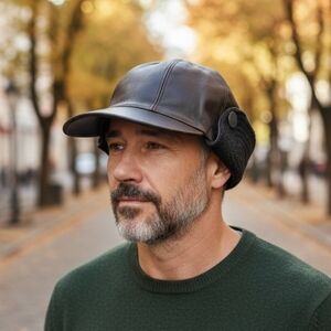 Vtg Mavlis Hats Brown Leather Trapper Cap XL‎ Made in Vancouver Canada Quilted